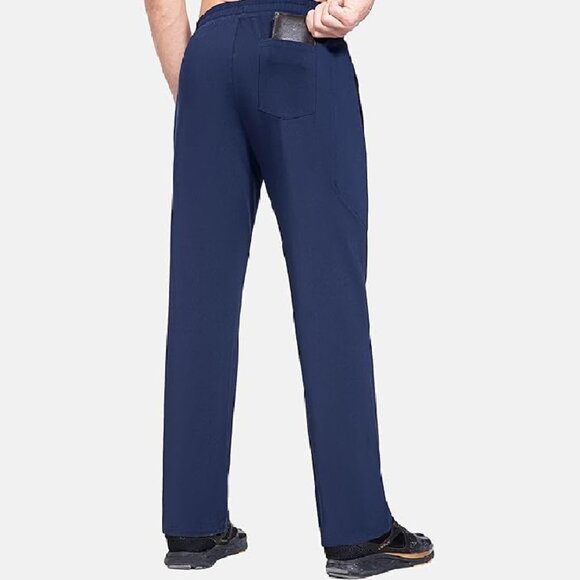 Baleaf Men's Fleece Lined Water Resistant Sweatpants Winter Zip Pockets BLUE XL - Picture 13 of 15